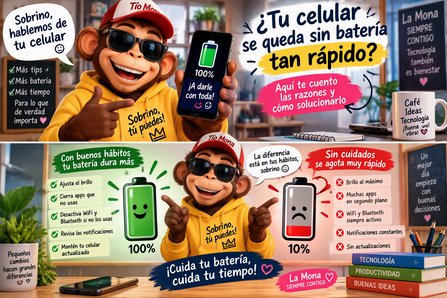 Tío Mona explica por qué la batería del celular se descarga rápido y comparte consejos para mejorar su duración.